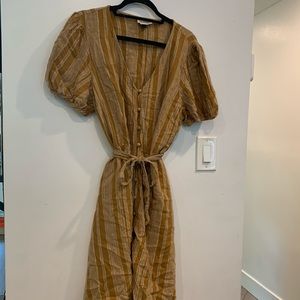 Striped yellow button down dress